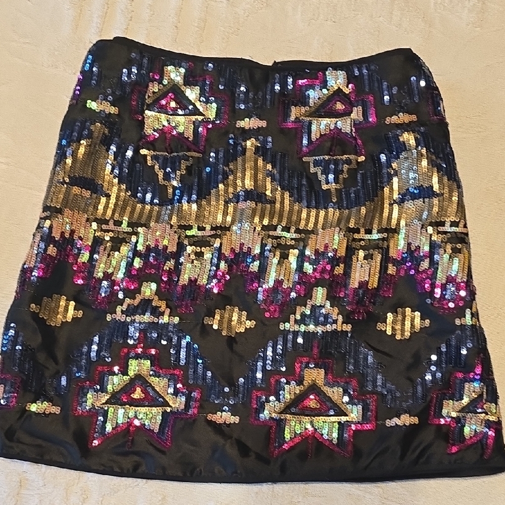 Western Sequin Embellished Black Skirt